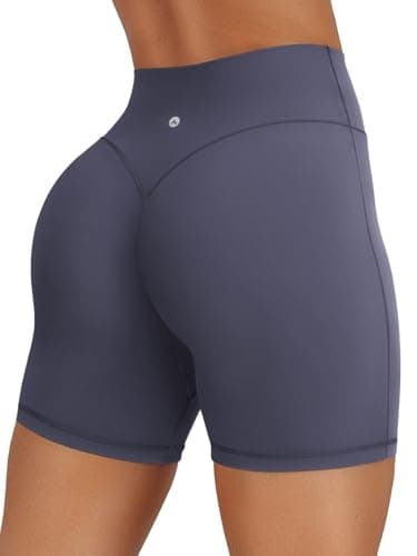 AFFOLE Womens High Waist Workout Shorts 6 Inches Breathable Elastic Booty Lounge Running Yoga Pants Blue - Image 1