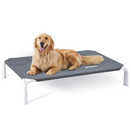 ZOMISIA Elevated Dog Cot Bed Tool-Free Assembly - Outdoor Raised Dog Cooling Bed Frame for Large Pets, Summer Pet Hammock Off Ground with Non-Slip Feet & Waterproof Teslin Mesh, 43x30 Inch - Image 1