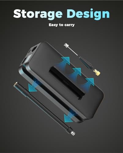 Electric Bike Pump Portable for Bicycle Tires, Compact Motor Air Pump - Fast Inflator 150PSI Smart Air Pump with Digital Pressure Gauge for Bike, E-Bike, Motorcycle with Presta and Schrader Valve - Thumbnail 6