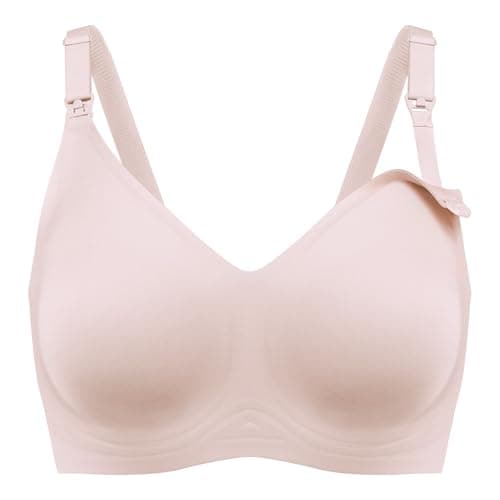 haakaa Nursing Bras for Breastfeeding Bras, Seamless Pregnancy Maternity Bra Wireless Classic Jelly Strip Support Nursing Bra (Blush, L) - Image 1
