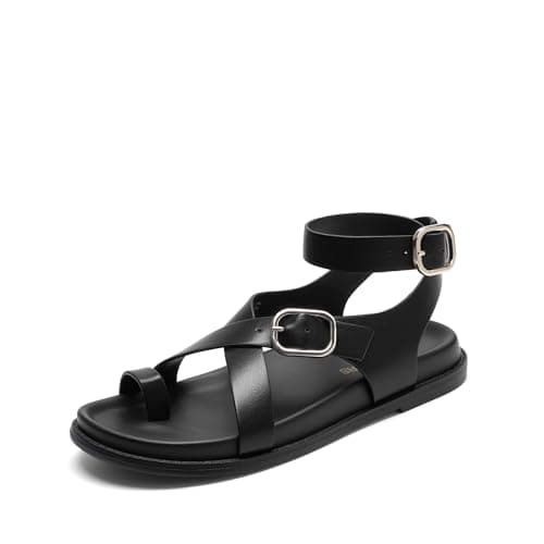 DREAM PAIRS Womens Strappy Sandals Flat Thong Comfortable Footbed Platform Summer Fashion Vocation Shoes,Size 10,Black,SDFS26015W - Image 1