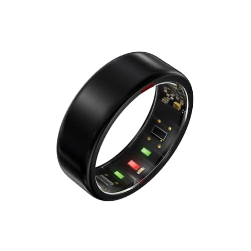 POBOVi Ring OnePlus - Ultra-Thin Titanium Smart Ring - 7 Days Battery Life - Fitness/SPO₂/Stress/HR/Sleep Skin Temperature Tracker - No App Fee - iOS&Android Compatible (Black,Size 7) - Image 1