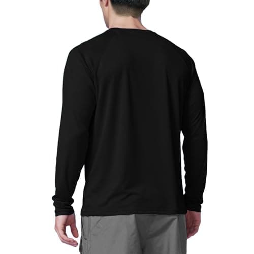 Men's UPF 50+ Swim Shirt Rash Guard Long Sleeve Quick Dry Lightweight SPF Sun Shirts for Hiking Fishing Running Black M - Thumbnail 2