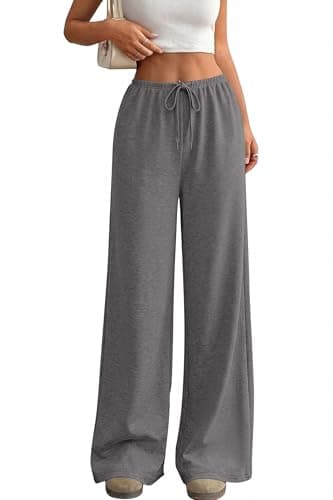 Okiwam Women's Wide Leg Sweatpants Casual Lounge Travel Pants Workout Joggers Fashion Outfits 2026 Summer Clothes-XXL Dark Grey - Thumbnail 6