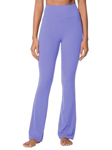 Sunzel Sunzfly Invisible Butt Scrunch Flare Leggings for Women, Mini Flared Yoga Pants with Tummy Control and High Waist 30" Periwinkle Small - Thumbnail 2