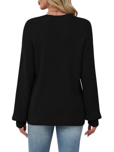 Womens Sweaters Early Fall Fashion Clothing 2025 Long Sleeve Shirts Cowboy Chic Sweatshirts Chocolate Clothes Casual Plus Size Blouses Christmas Tops Trendy School Outfits for Teachers Black X-Large - Thumbnail 4