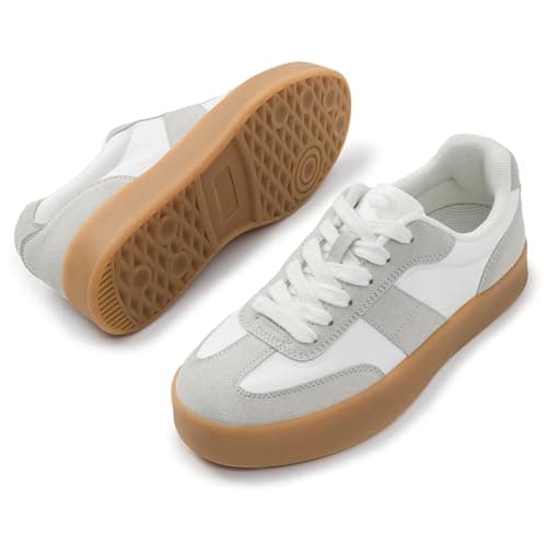 Rihero White Platform Sneakers for Women Comfortable Tennis Walking Shoes Non-Slip Fashion Casual Sneakers Size 7.5 - Thumbnail 6