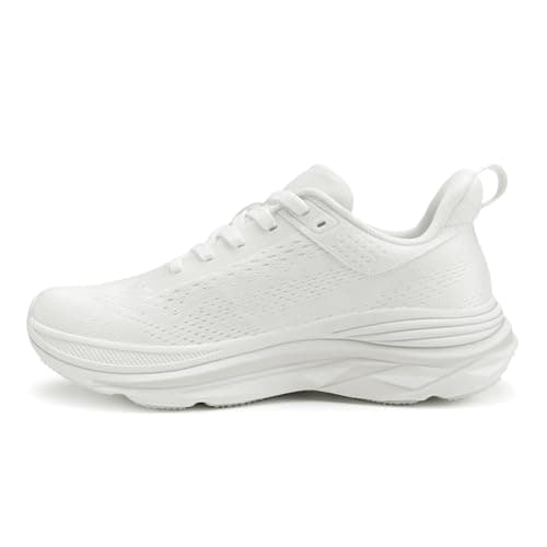 Athlefit Womens Walking Shoes Comfortable Slip On White Tennis Shoes Athletic Gym Workout Breathable Fashion Sneakers Size 7.5 - Thumbnail 3