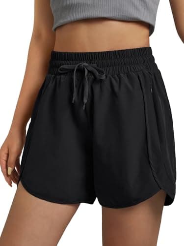 3rd hill Women's 5" Athletic Running Shorts Quick Dry Lightweight Workout Gym Shorts with Zipper Pockets UPF 50+ Black XXL - Image 1