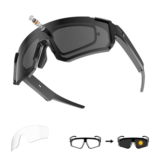 Vistefly AI Smart Glasses with Camera, 4K Hands-Free Recording, 6-Axis EIS Stabilization, Open-Ear Audio, AI Voice Assistant & Object Recognition, IP66, for Sports Cycling Running Hiking, Matte Black