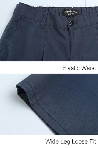 Heyfanee Linen Pants Men Casual Loose Fit Summer Beach Pants for Men Blue Lightweight 30 - Thumbnail 4