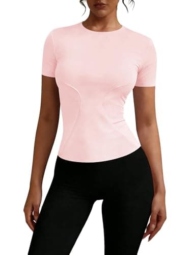 Gym Clothes for Woman Workout Tops Short Sleeve Shirts Yoga Crew Neck Athletic Top Quick Dry Tee Shirt - Image 1