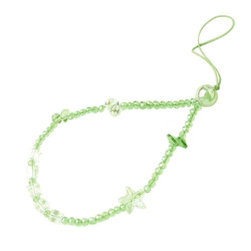 Aquilumen Crystal Phone Wrist Strap Phone Charm Chain Keychain Beaded Cellphone Lanyard with Tether Tab Hands-Free Wristlet Bracelet Wrist Grip Strap for Women, W-Colorful (butterfly) (green) - Image 1
