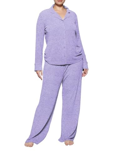 MANBEIYA Women's Pajama Sets Long Sleeve Button Down Soft Knit Sleepwear 2 Piece Lounge Set (Large,Light Purple) - Image 1