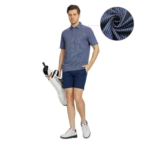 M MAELREG Golf Shirts for Men Dry Fit Short Sleeve Casual Collared Pocket Moisture Wicking Men's Polo Shirts Navy - Thumbnail 3