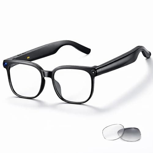 linktoonex Smart Glasses with Camera, AI Glasses 30FPS EIS Video Recording, 8MP HD Photo, 139 Language Real Time Translation, Voice Assistant, Interchangeable Clear & Photochromic Lenses - Image 1