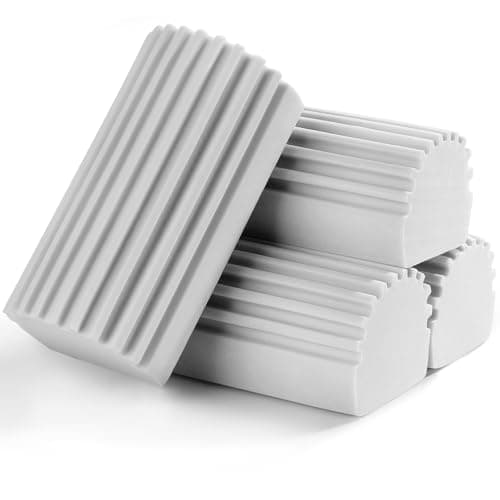 Jeymei 4-Pack Damp Clean Duster Sponge,Gray Damp Dusting Sponge,Duster Baseboard Cleaner Sponge with Ridges,Reusable Wet Duster Sponge,Household Cleaning Sponges for Blinds,Window Track Grooves - Image 1