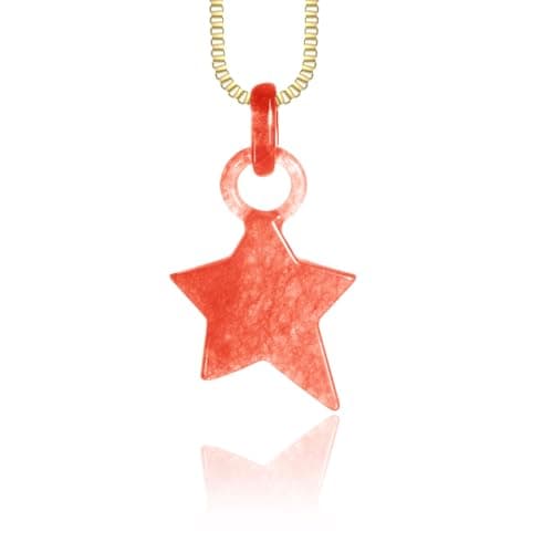 Lusomch Star Necklace for Women, 18K Gold Plated Adjustable Chain, Handmade Jade Pendant Jewelry for Hope & Good Luck Gift, Red - Image 1