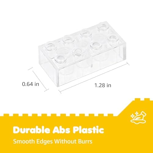 Lekebaby Classic Building Bricks, 200 Piece 2x4 Building Blocks STEM Creative Building Toys Compatible with All Major Brands, Educational Toy for Boys Girls 6 Years Old and Up(2x4 Transparent White) - Thumbnail 2