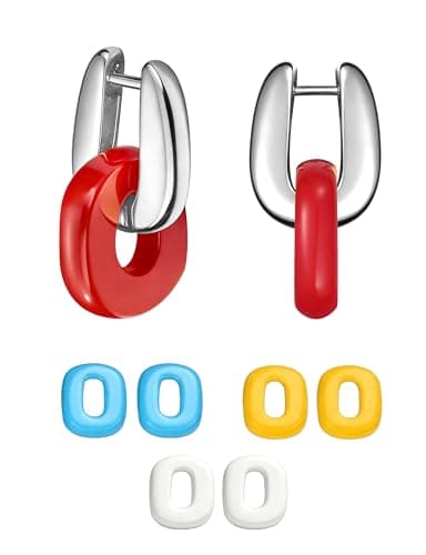 COTATI Huggie Hoop Earrings Gold Plated Chunky Hypoallergenic Earring for Women Everyday Jewelry with Colorful Accessories (Silver) - Image 1