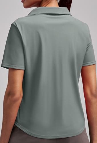 Alaroo Women's Golf Polo Shirts Short Sleeve Collared V Neck Tennis Golf Shirt Casual UPF 50+ Athletic Workout Tops Dark Grey XXL - Thumbnail 2