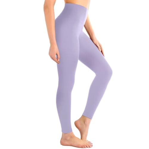 Leafigure High Waisted Leggings for Women- Soft No See-Through Yoga Pants for Gym Workout Running Lavender SM - Image 1