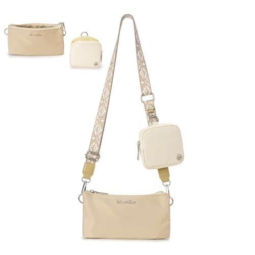 ACUARIO Crossbody Bags for Women - Nylon Purse Trendy Mul-pockets Waterproof Shoulder Bag with Wide Strap (Tan) - Image 1