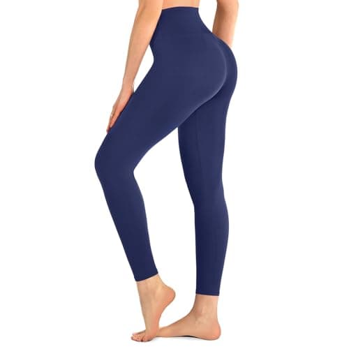Walifrey Leggings for Women,High Waisted Buttery Soft Yoga Pants for Workout Gym Athletic Navy Blue SM - Image 1