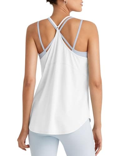 G4Free Women's Workout Tank Tops Loose Fit Racerback Athletic Top Tennis Running Exercise Tanks Yoga Gym Pilates (White,XXL) - Image 1
