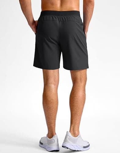 G Gradual Men's Athletic Running Shorts 7"/5"/9" Zipper Pocket Lightweight Workout Gym Quick Dry Shorts Golf Tennis Hiking, 7", Black, Large - Thumbnail 2