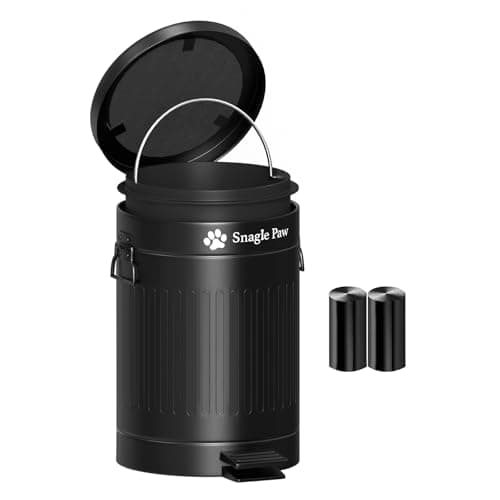 Dog Metal Poop Trash Can Outside for Dog Pooper Scooper, 12L Dog Waste Trash Can with Lid, Pet Waste Container with 40 Bags, Poop Bucket Odor Control Lid with Activated Carbon,for Large/Small Dogs - Image 1