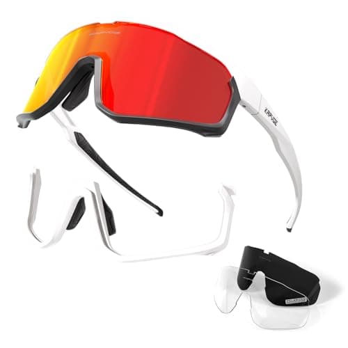 KAPVOE Polarized Cycling Glasses for Men & Women - MTB & Mountain Bike Sunglasses with UV400 Protection - Red