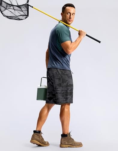 G Gradual Men's Casual Shorts 9" Lightweight Hiking Golf Zipper Pockets Stretch Quick-Dry Breathable Shorts for Travel Work Summer Black Camo - Thumbnail 3