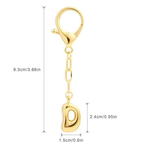 Fohufo Cute Key Chain Charm Handbags Charms - Bag Purse Charms for Handbags, Cute Keychains for Women 14K Gold Plated Initial Keychain Accessories Birthday Gifts for Women, Letter D - Thumbnail 6