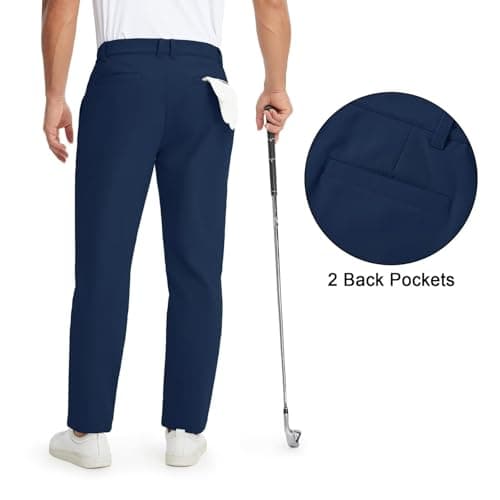M MAELREG Fleece Golf Pants Men 30"/32"/34" Quick Dry Stretch Water-Resistant Casual Mens Dress Pants with Pockets Navy - Thumbnail 3