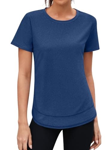 3rd hill Womens Workout Tops Short Sleeve Crewneck Sports Yoga Running Shirts Quick Dry Outfits Deep Blue S - Thumbnail 2