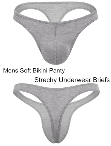 Men's Thong G-String Underwear Soft Stretch Brief Bulge Pouch Underwear - Thumbnail 6