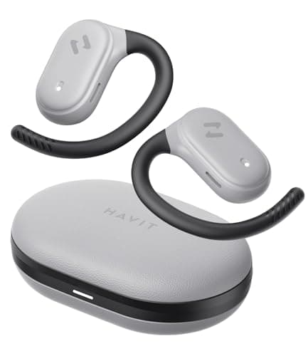 havit Open Ear Headphones, Over Ear Earbuds Bluetooth 5.4 Headphones, Comfort Fit Lightweight, Mic Clear Calls, 64H Playtime, IPX5 Waterproof Earhook Earbuds for Running, Cycling Workouts, Grey - Image 1