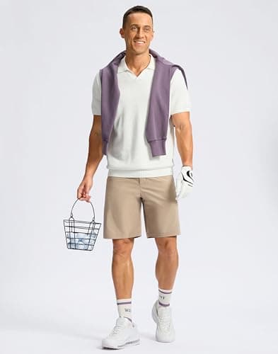 Soothfeel Men's Casual Shorts 7"/ 9" Golf Shorts for Men Flat Front Dress Work Shorts Quick Dry Lightweight with 3 Pockets Khaki L9.W38 - Thumbnail 6