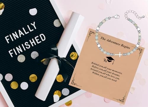 Personalized Graduation Gifts for Her 2026,Beaded Cross Bracelets for Her,Cool Graduation Bracelets for College/Nursing/High School/8th Grade/5th Grade/Middle School/Masters Degree (amazonite) - Thumbnail 2