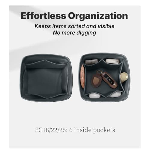 KINGS IN BAG Satin Purse Organizer for Picotin 22, Etoupe grey - Thumbnail 6