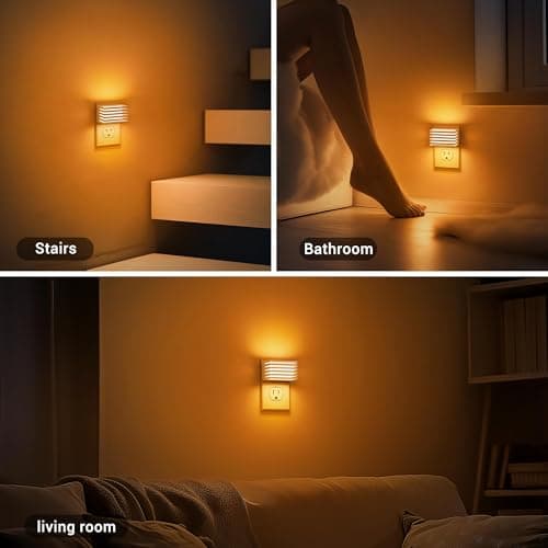 JandCase Amber Night Light, Night Lights Plug into Wall with Dusk to Dawn Sensor, Dimmable Plug in Night Light, Adjustable Brightness, [2 Pack] Amber Nightlight for Bedroom Bathroom Hallway - Thumbnail 5
