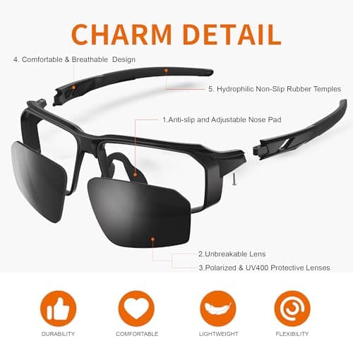 suoso Polarized Sports Sunglasses for Men: UV400 Protection Wrap Around Women Sun Glasses for Fishing Golf Running TR90 - Thumbnail 4