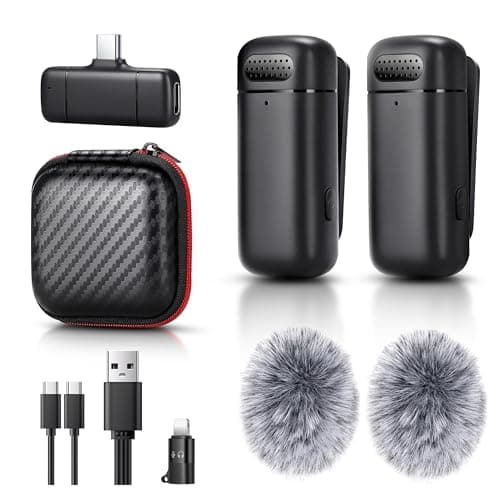 Sunnymark Mini Wireless Lavalier Microphone for iPhone/Android/Laptop, Plug & Play mini Mic with USB C Receiver and Lightning Adapter, Noise Reduction Clip on Wireless Microphone for TikTok, YouTube - Image 1