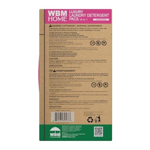 WBM Laundry Detergent Pods - Ultra-Concentrated, Hypoallergenic, Stain-Fighting, Evergreen Scent, 128-Pack, Recyclable Packaging for Eco-Friendly Cleaning - Thumbnail 3