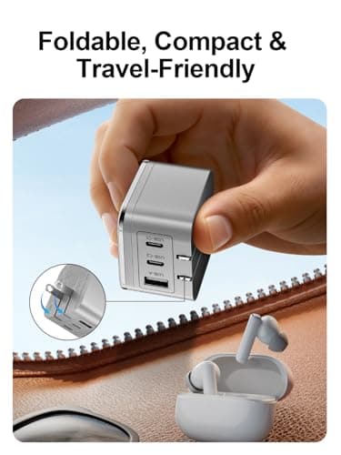 45W GaN USB-C Wall Charger with Night Light, 3-Port Fast Charging Power Adapter (2 USB-C + 1 USB-A), Foldable Plug, PPS Support （Grey） - Thumbnail 5