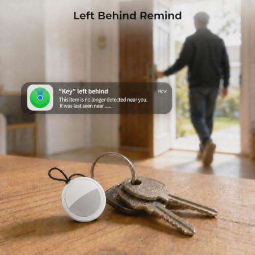 ZOOBELIO Air Tracker Tags 4 Pack - Bluetooth Wallet Tracker, Keys Finder Work with Apple Find My (iOS Only), Smart Item Locator Tags for Luggage, Backpack, Phone (Black) - Thumbnail 5
