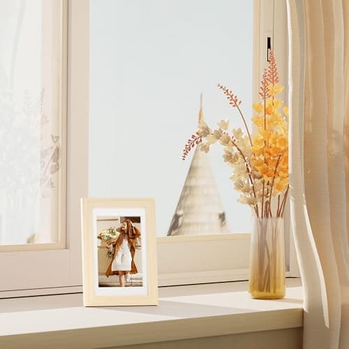 Vittanly 4x6 Picture Frame Set of 4, Display Pictures 3.5x5 with Mat or 4x6 without Mat, Photo Frames for Wall or Tabletop Display, Engineered Wood with Shatter Resistant Plexiglass, Natural Wood - Thumbnail 2