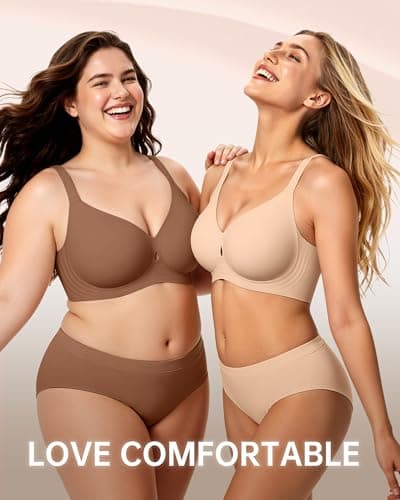 LetsJoli Wireless Bras for Women Jelly Seamless Push Up Support Bras for Older Women Lift No Underwire(Brown XL) - Thumbnail 6