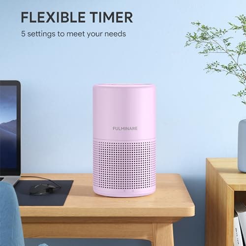 FULMINARE Air Purifiers for Home Bedroom H13 HEPA Air Purifier, 3 Speeds, Timer, 24dB, Small Mini Air Purifier with Night Light, Purple - Thumbnail 4